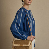 Bolso Rafia Solapa Midi Beige