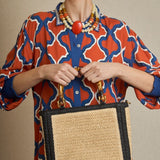 Bolso Rafia y Bambú Negro