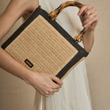 Bolso Rafia y Bambú Negro