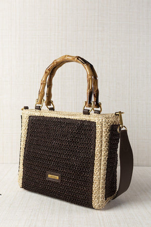 Bolso Rafia y Bambú Café
