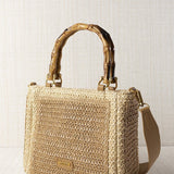 Bolso Rafia y Bambú Beige
