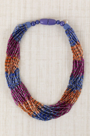 Collar Resinas Japonesas Rayado Morado