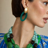 Collar Corto Doble Resinas Verde