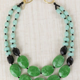 Collar Corto Doble Resinas Verde