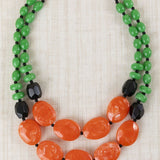Collar Corto Doble Resinas Naranja