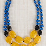 Collar Corto Doble Resinas Azul