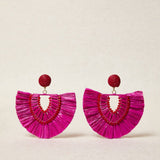 Pendiente Abanico Rafia Fucsia