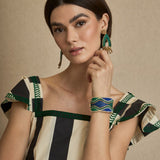Brazalete Rafia y Resinas Azul