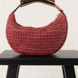 Bolso Rafia Medialuna Rojo
