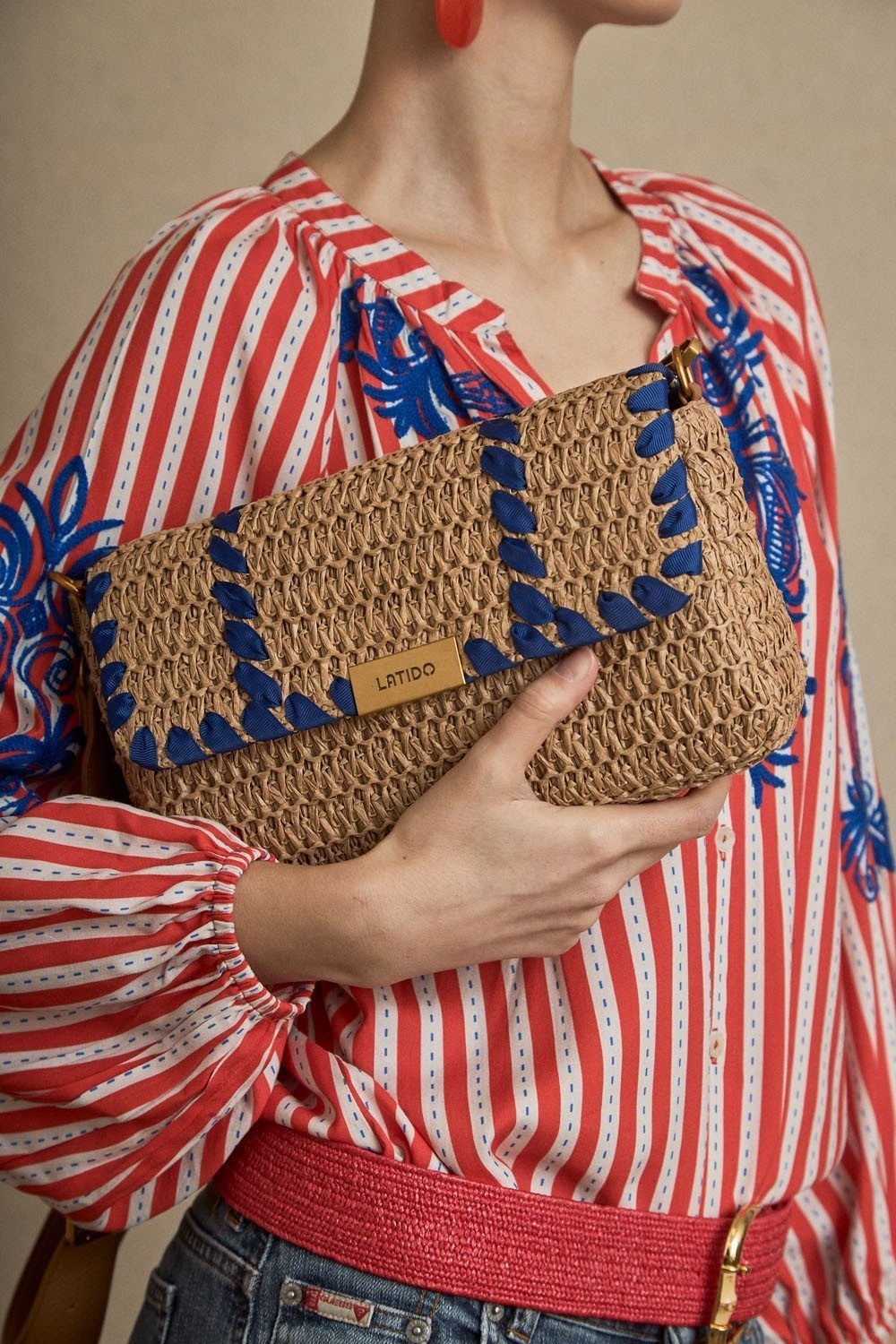 Bolso Rafia Midi Azul