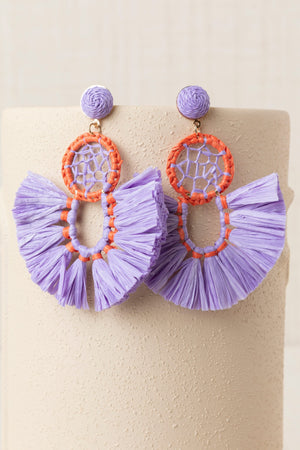 Pendiente Rafia Bicolor Morado