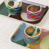 Brazalete Rafia y Resinas Turquesa