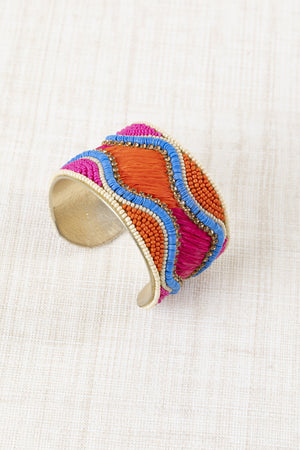 Brazalete Rafia y Resinas Rojo
