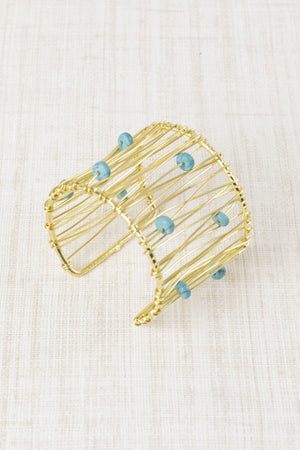 Brazalete Trenzado con Piedras Turquesa