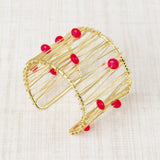 Braided Bracelet with Fuchsia Stones
