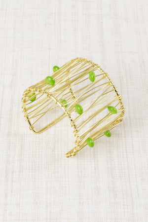 Braided Bracelet with Green Stones
