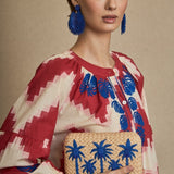 Blue Palm Tree Raffia Clutch