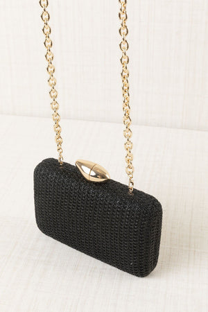 Black Natural Woven Clutch Bag