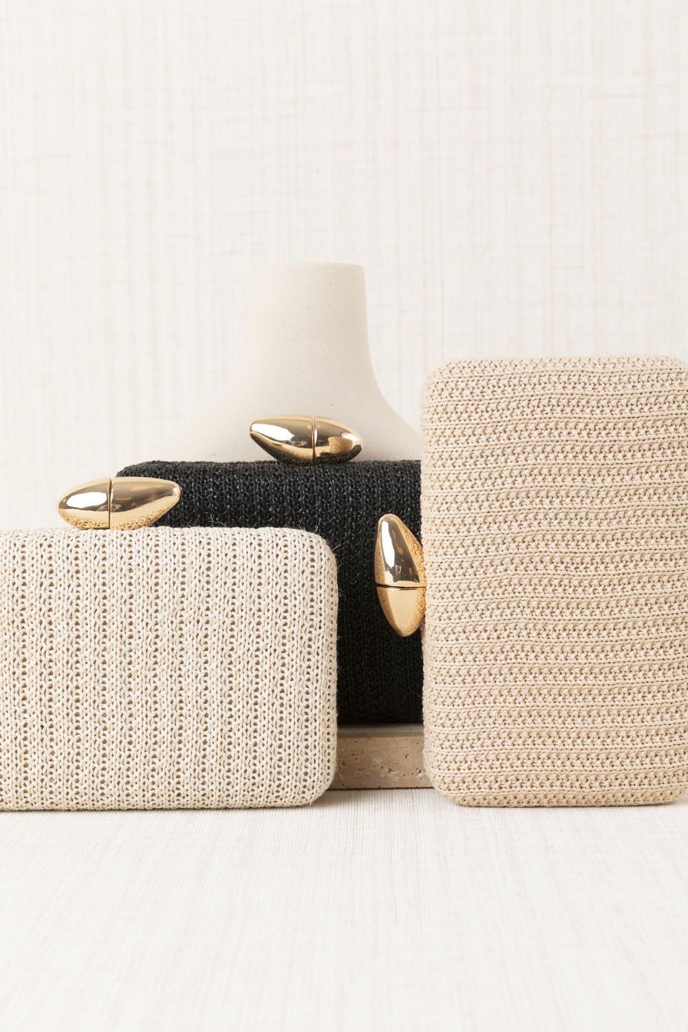 Bolso Clutch Tejido Natural Negro