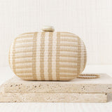 Bolso Clutch Rafia Oval Blanco