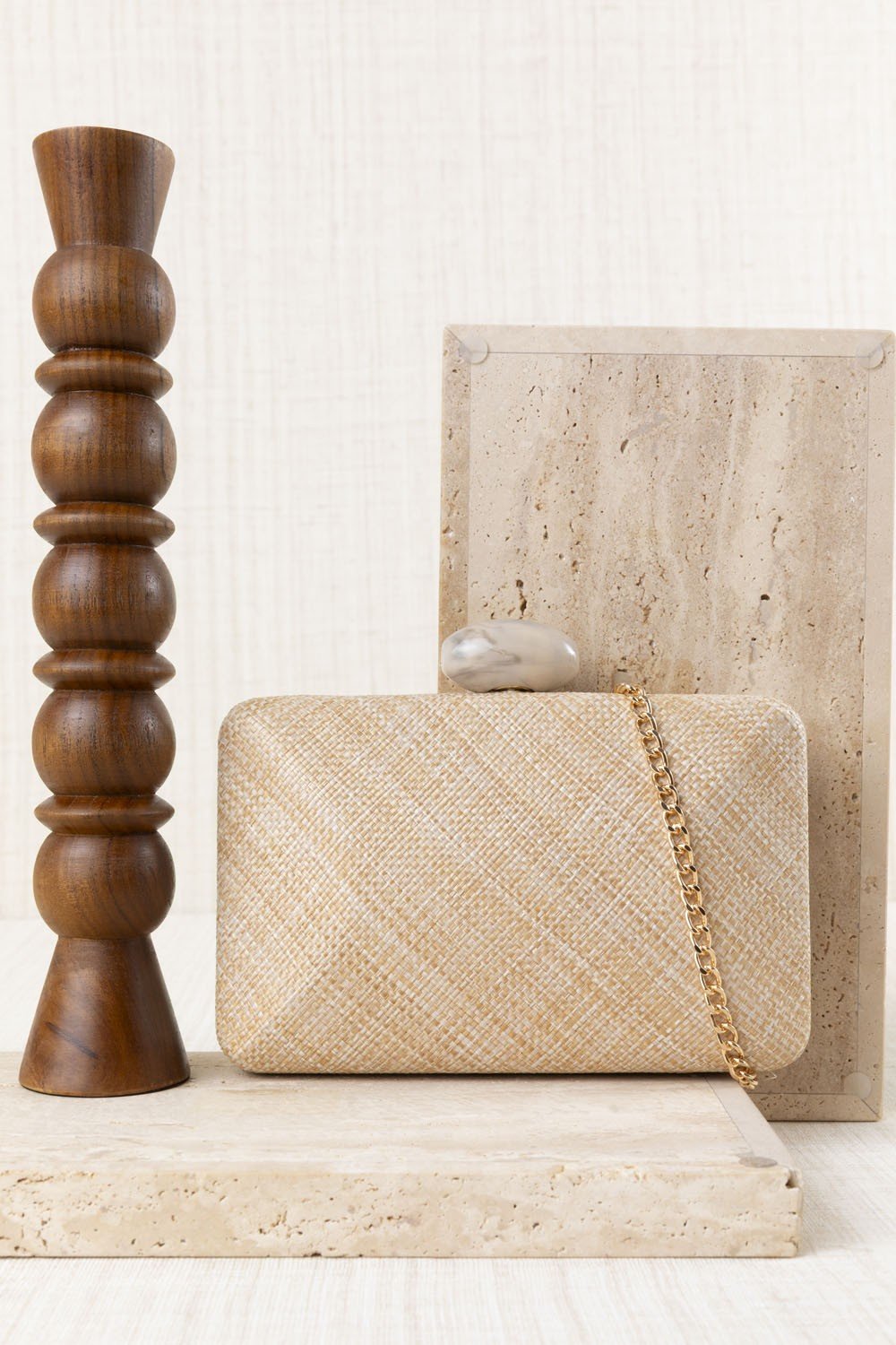Bolso Clutch Rafia Beige