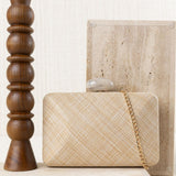 Beige Raffia Clutch Bag