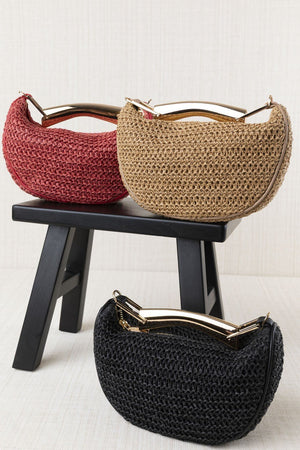 Bolso Rafia Medialuna Beige