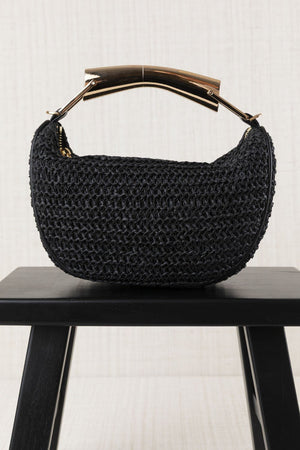 Bolso Rafia Medialuna Negro
