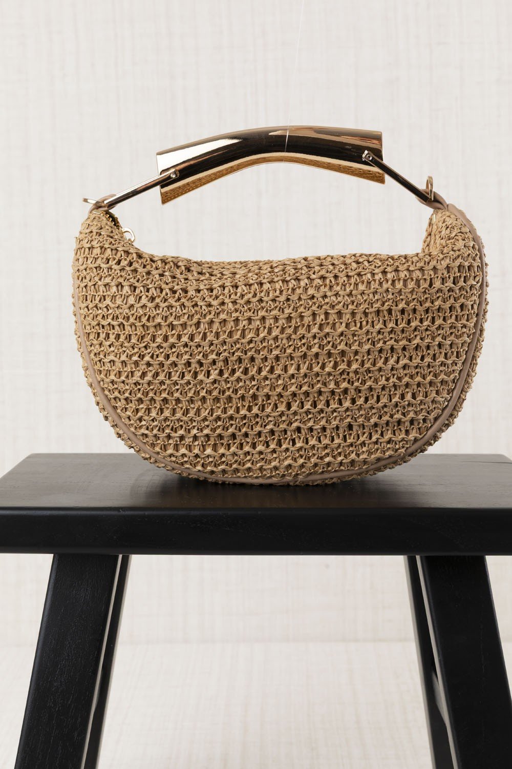 Bolso Rafia Medialuna Beige