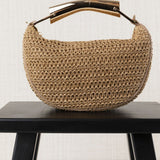 Bolso Rafia Medialuna Beige