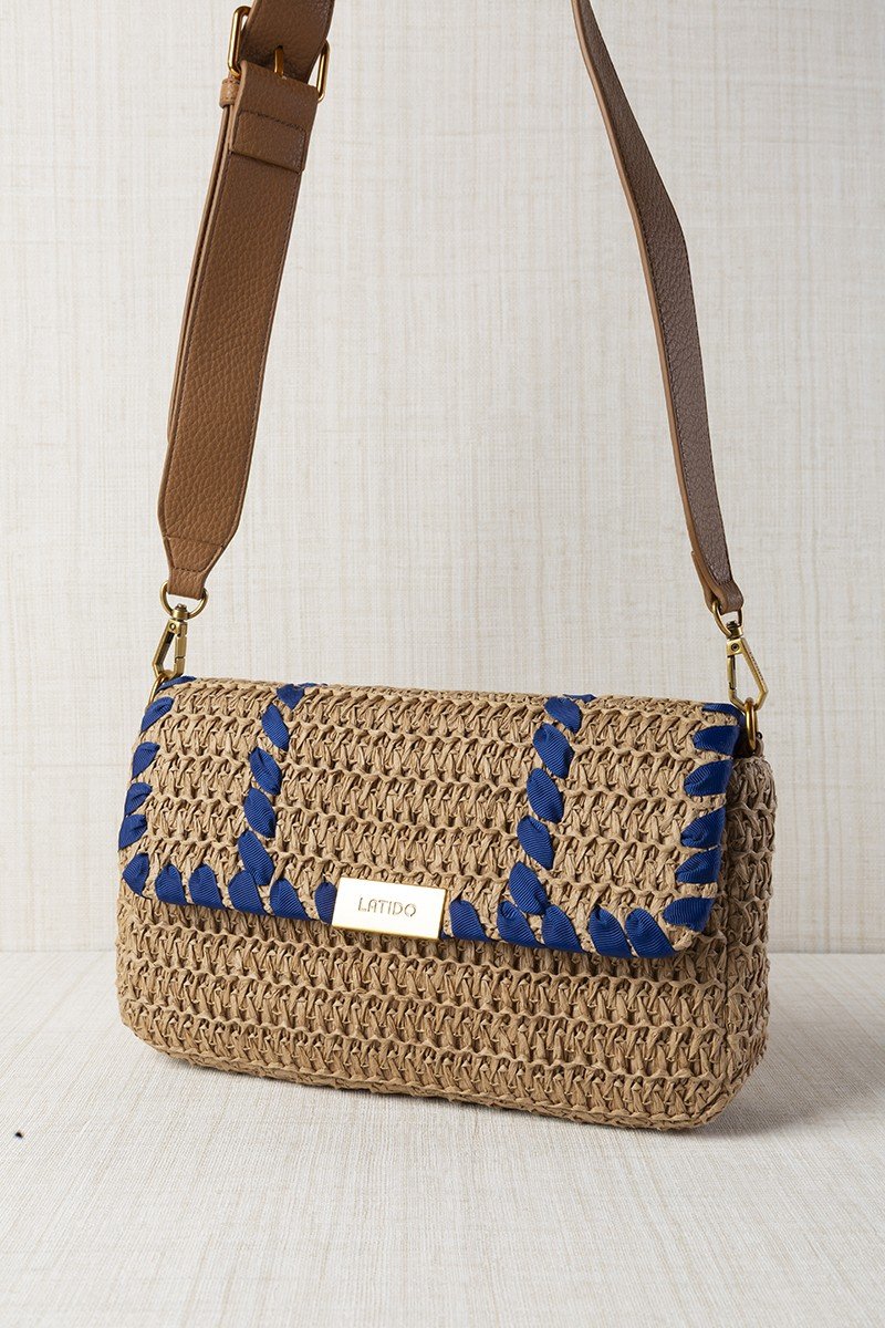Bolso Rafia Midi Azul
