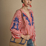 Bolso Rafia Midi Azul