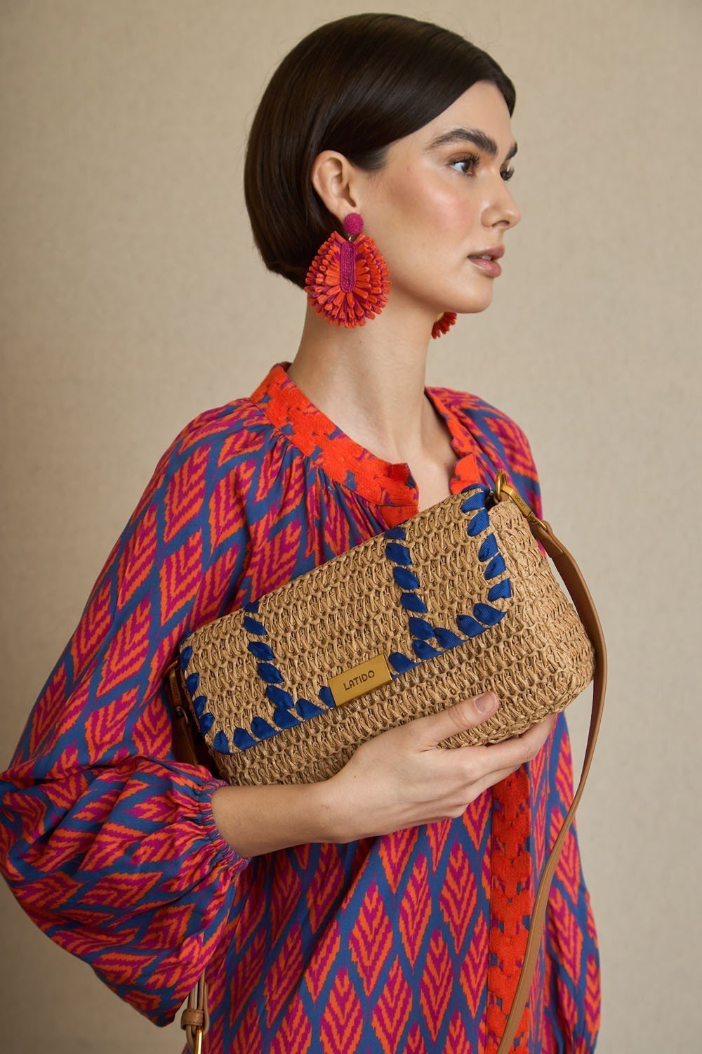 Bolso Rafia Midi Azul