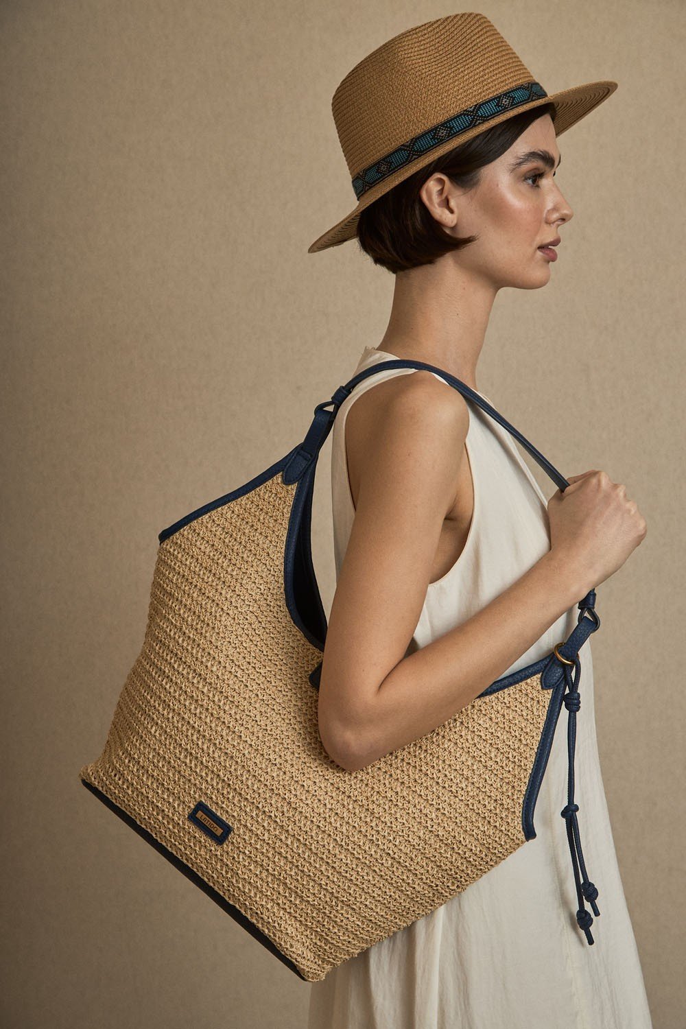 Bolso Shopper Rafia Azul