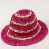 Gorro Rafia Rayas Fucsia