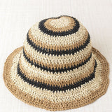 Gorro Rafia Rayas Beige