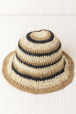 Gorro Rafia Rayas Beige