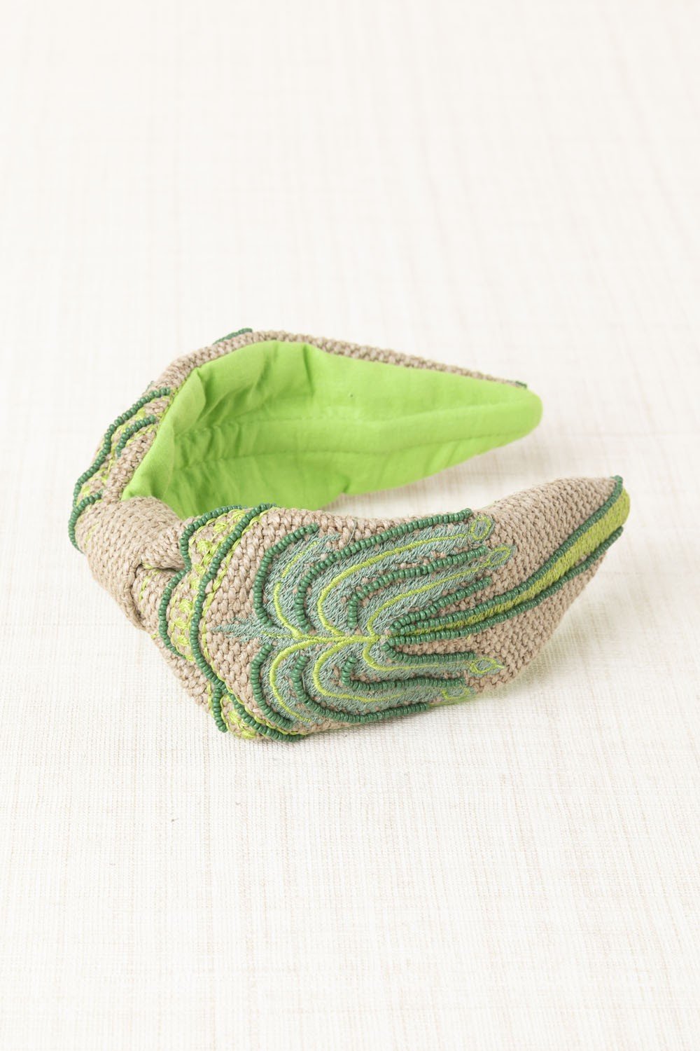 Diadema Bordada Palmera Verde