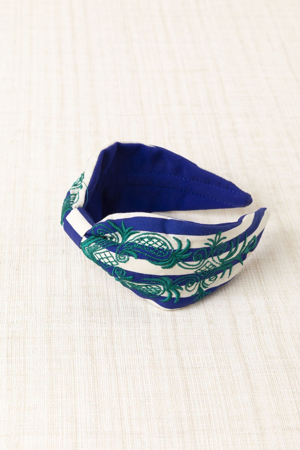 Diadema Bordada Rayas Azul