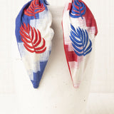 Diadema Bordada Hojas Azul