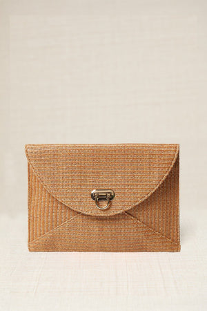 Brown Metallic Raffia Bag