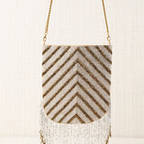 Bolso Vestir Flecos Oro