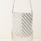Bolso Vestir Flecos Plata