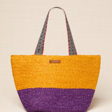 Bolso Capazo Rafia Bicolor Mostaza
