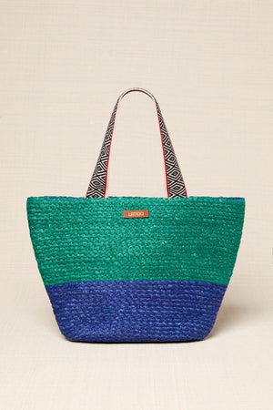 Bolso Capazo Rafia Bicolor Verde