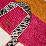 Two-Tone Fuchsia Raffia Basket Bag