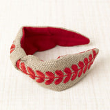 Diadema Bordada Hojas Rojo