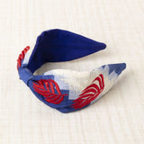Diadema Bordada Hojas Azul