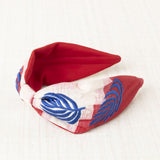 Diadema Bordada Hojas Rojo
