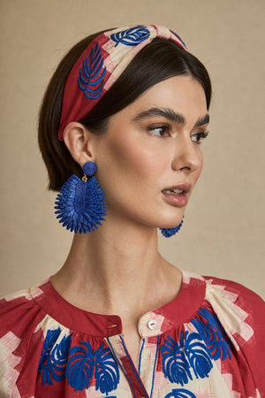 Diadema Bordada Hojas Rojo